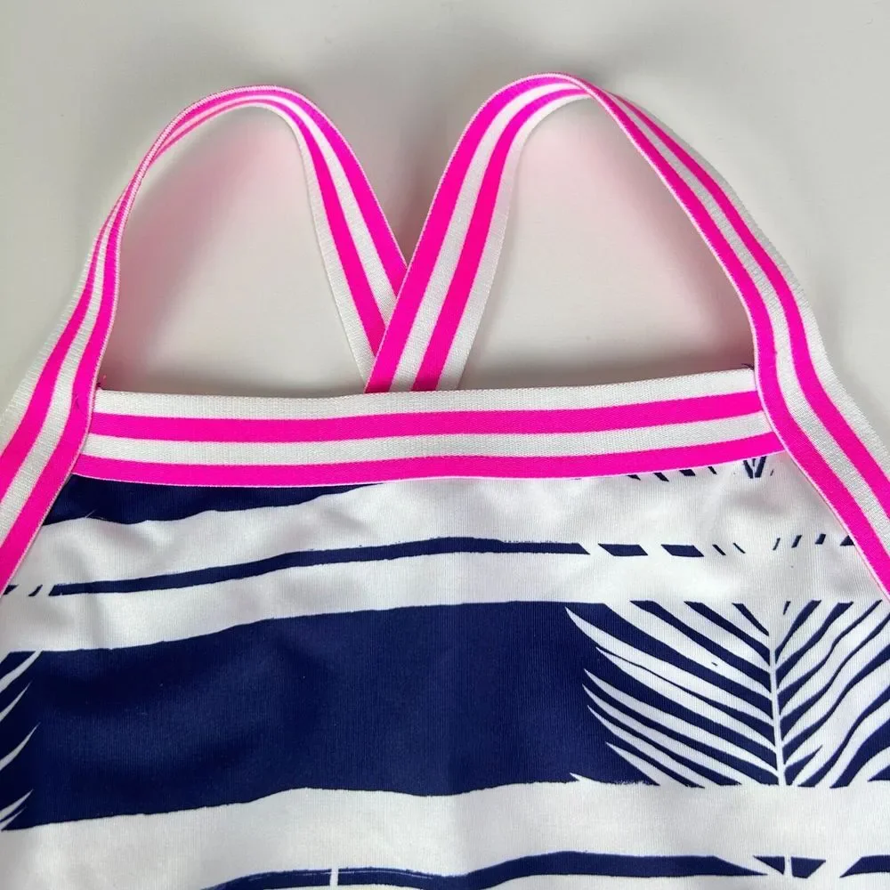 Set of 2 Lands' End Multicolor Printed Pullover Beach Tankini Kids Size 12‎ & 14